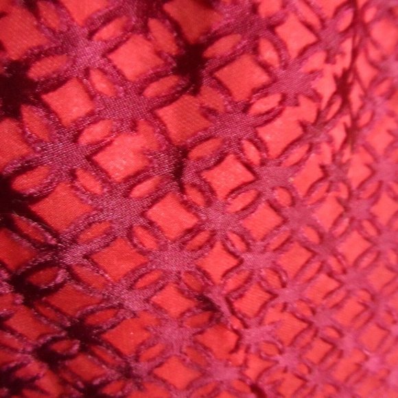 M.S.S.P. MAX STUDIO Velvet Chiffon High neck Top XS Red Trapeze Tunic blouse Hot - Picture 4 of 9